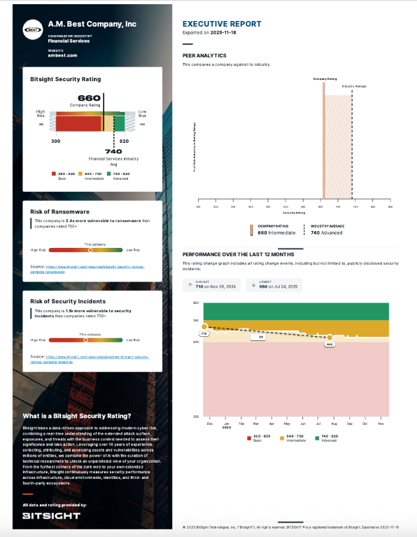 Executive reports provide snapshots of a company’s risk management performance