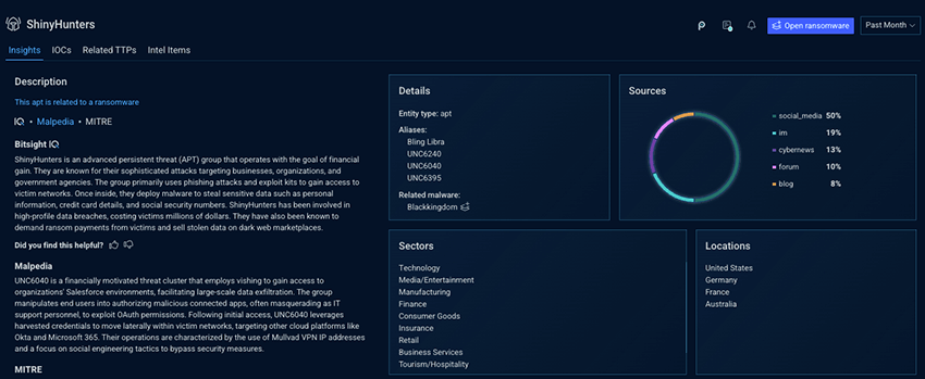 ShinyHunters insights tab